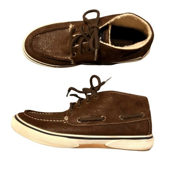 Sperry Other - Sperry Top Sider Shoes 7 M High Top Faux Shearling Brown Lace Up Men’s